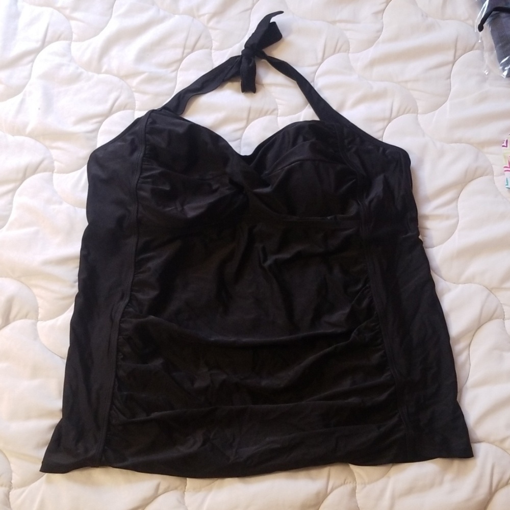 Liz Lange Maternity black halter Tankini top xxl